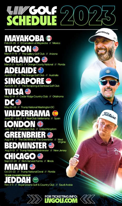 liv golf tour schedule 2023